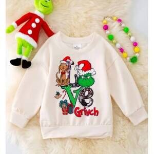 NEW KIDSCHARM girl's christmas grinch sweatshirt in white